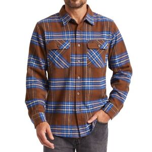 BRIXTON Men's BOWERY Flannel Shirt - Brown/Blue - Medium - NWT