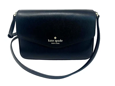 Kate Spade Sadie 信封斜挎包黑色 Saffiano 皮革 K7378 全新🎁NIP🎀全新带标签 — 第 1/4 张图片