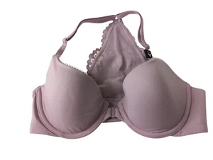 Victorias Secret Perfect Shape Demi Bra 32C Purple Lace Racerback Front Closure - Picture 1 of 8