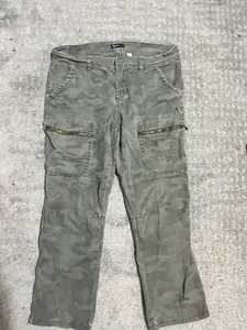 Y2K Unionbay Cargo Pant Juniors 12 Green Camo Moto Zip Pocket Slim Slouchy High - Picture 1 of 6