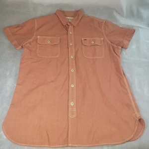 Obey Propaganda Adult Coral Red Short Dleeve Button Up Shirt Mens Size Large - Picture 1 of 8