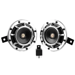 Pack of 2 SILVER 12V Compact Electric Loud Blast Air Horn for JDM Car ,BMW ,AUDI - Bild 1 von 7