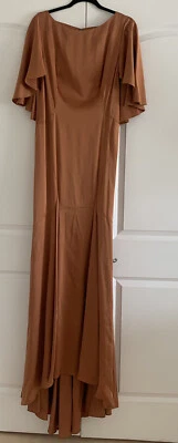 Vestido de Noche Zac Posen Espalda Abierta Talla 12 Nuevo Sin Etiquetas Cobre Caramelo Sirena Flutter Foto 1 de 4
