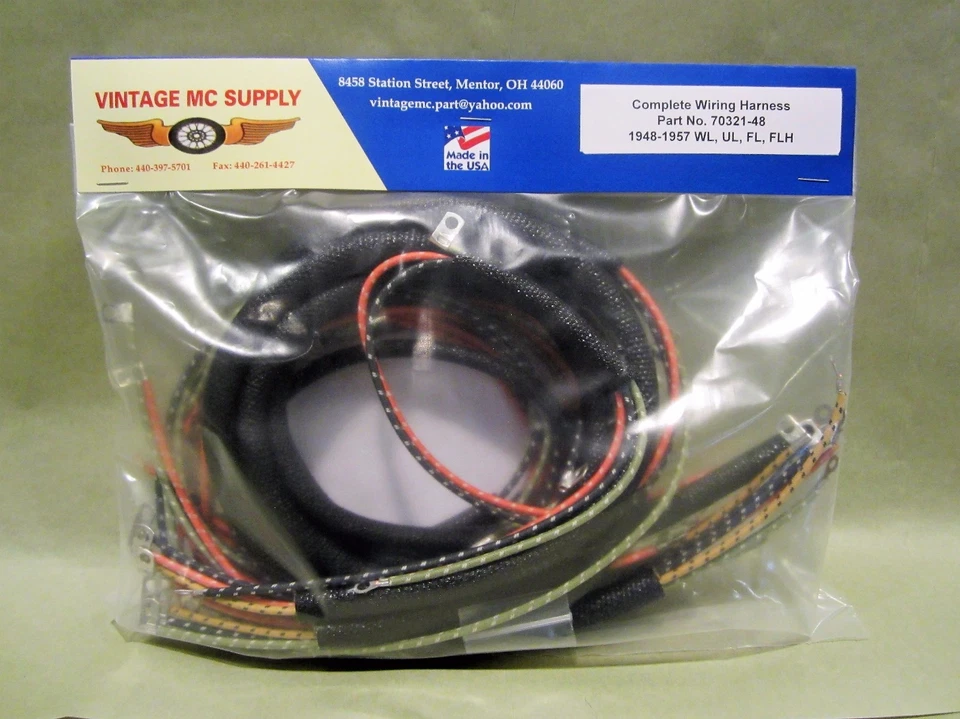 Kit completo de arnés de cableado Harley Davidson 1948-1957 WL, UL, FLH Foto 1 de 4