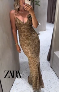 ZARA 2025 NUEVO CON ETIQUETAS. VESTIDO MAXI MARRÓN CLARO FLORAL LUNARES. 3675/535/730 - Imagen 1 de 12