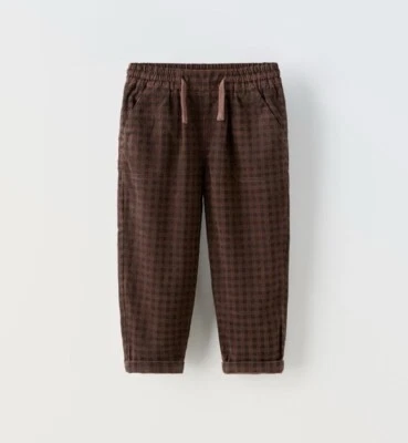 Nuevo con etiquetas Pantalones Anchos Zara Bebé Niño Pana Fina Cuadros Guinga Patinador Boho Crew 18-24m Foto 1 de 3