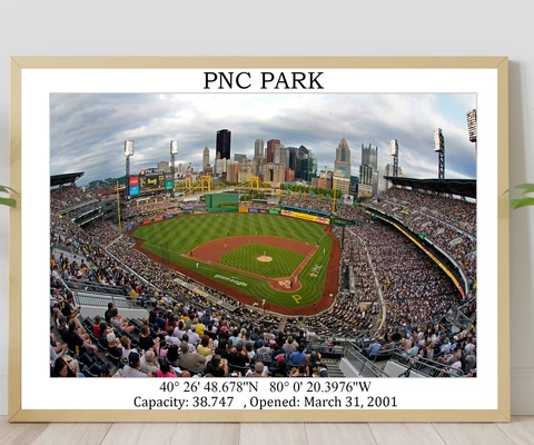 PNC Park Stadium Wall Art, Pittsburgh Pirates Stadium Baseball Poster Unframed Cover