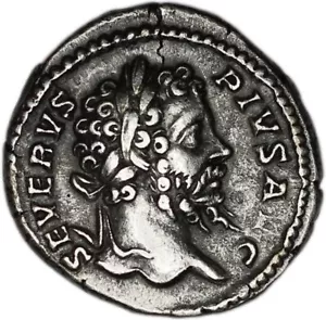 Moneta IMPERO ROMANO Denario, Imperatore Settimio Severo 201 d.C. Trofeo - Foto 1 di 7
