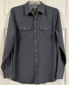 Kenneth Cole Reaction Mens Button Up Dress Shirt Gray Slim Fit Stretch Small - Picture 1 of 4