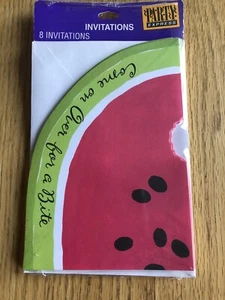 Vtg HALLMARK 8 Ct. Invitations WATERMELON Come On Over For A Bite -Fun NIP - Picture 1 of 4