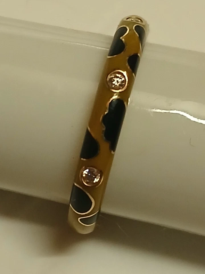 EF Collection esmalte leopardo * diamante * anel empilhável 14kt tamanho 7 - Imagem 1 de 4