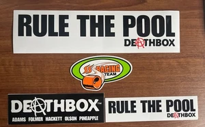 4 calcomanías adhesivas vintage 2001 DEATH BOX Rule The Pool SSS RACING TEAM JAY ADAMS - Imagen 1 de 4