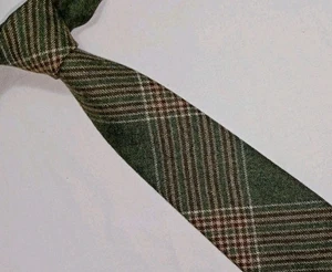 Hiro High Fashion Krawatte aus reiner Wolle kariert Hahnentritt Karomuster grün Krawatte - Bild 1 von 10