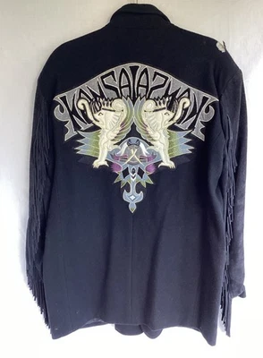 Chaqueta de Colección Kansai O2 Yamamoto Negra Lana Gamuza Flecos Para Hombre Talla L Dañada Foto 1 de 4