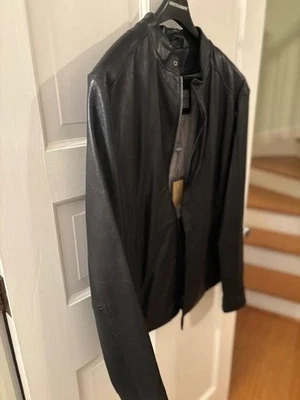Chaqueta Johnston & Murphy de cuero negra para hombre talla MEDIANA NUEVA CON ETIQUETAS con etiquetas Foto 1 de 4