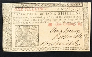 25. März 1776 1er Jahre One Shilling New Jersey Colonial Note PMG AU-58 EPQ NJ-175 - Bild 1 von 4