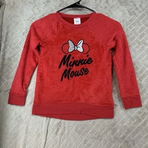 Jumping Beans Disney Girls 6 Sweatshirt Red Fuzzy Fleece Minnie Mouse - Picture 1 of 13