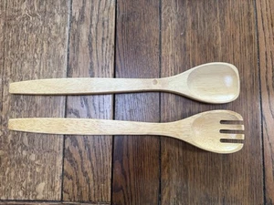 LARGE WOODEN SALAD SERVERS - Picture 1 of 2