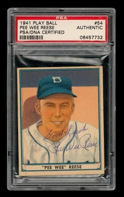 1941 Play Ball Set-Break # 54 Pee Wee Reese Auto PSA AUTÉNTICO Foto 1 de 3