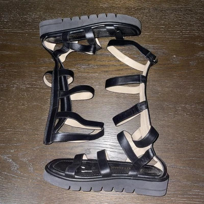 Stuart Weitzman Women’s Gala Lift Gladiator Sandals Sz 8AA Black BROKEN ZIPPER ) - Image 1 of 4