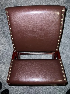 Rocking Wooden Foot Stool Foot Rest Foldable Upholstered Burgundy  - Image 1 of 4