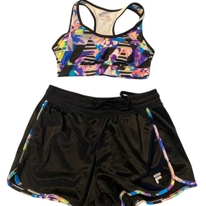 Fila Running Sport BH & Shorts Set Mehrfarbig Geometrisch Sport Outfit - Bild 1 von 10