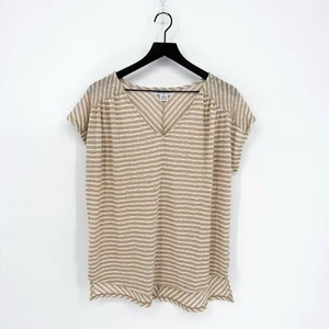 Liz Claiborne Damen XL Neutral Streifen V-Ausschnitt Top - Bild 1 von 5