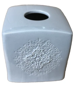 Saturday Knight Ltd Tissue Box Holder Gray "Benito" Ceramic Heavy 5.5x5.5x6" - Picture 1 of 4