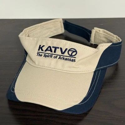 KATV Channel 7 Visor Hat Cap Adult Adjustable Beige/Blue Little Rock Arkansas - Image 1 of 4