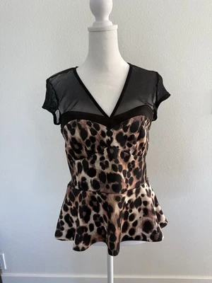 Top Bebe Vintage Y2K Estampado Guepardo Peplum M Nuevo Con Etiquetas Foto 1 de 4