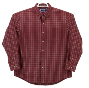 Arrow Men’s Shirt Large Red White Check Long Sleeve Collared Button Up euc - Picture 1 of 4