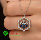 2 CT Simulated Diamond 14K White Gold FN Unique 360 Rotating Snowflake Necklace