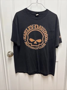 Harley Davidson Bravado 100% Cotton (Willie G Skull) Black Pocket T-Shirt XL - Picture 1 of 8