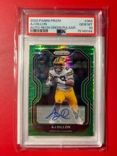 2020 Panini Prizm Auto-Neon Green Pulsar AJ Dillon PSA 10