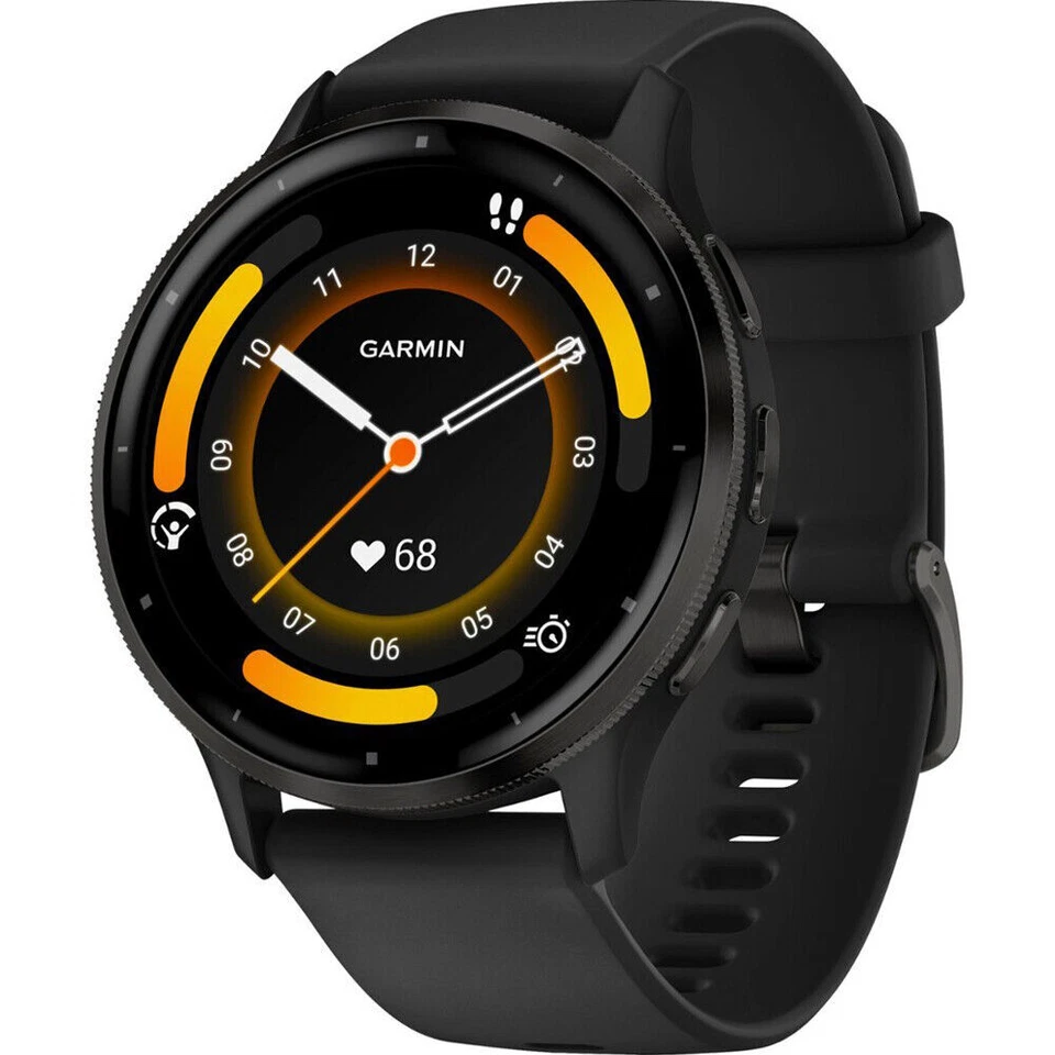 Garmin Venu 3 45mm Black Stainless Steel Case with Black Silicone Band (0100278401)