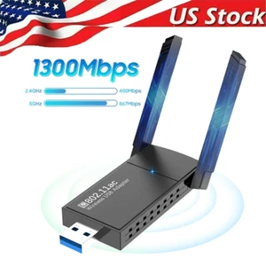 Adaptador USB 3.0 Inalámbrico WIFI 1300Mbps Largo Alcance Dongle Doble Banda Red Lote - Imagen 1 de 23