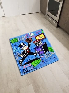 Alec Monopoly Floor Mat Area Runner Rugs Living Room Accent Modern Wool Carpet - Picture 1 of 3