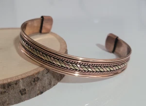 2 Pack Pure Copper Bracelet Solid Copper Arthritis Pain Relief Cuff 2 Tone - Picture 1 of 5
