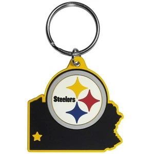 Pittsburgh Steelers Home State Rubber Flexi Key Chain NFL Licensed Football - Picture 1 of 3