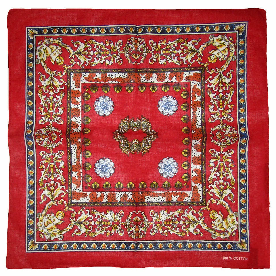 Bandana floral roja querubín ángel 22"x22" 100 % algodón Foto 1 de 1