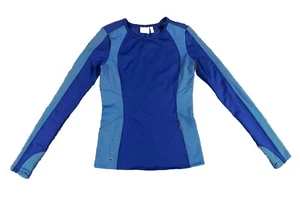Athleta Pullover Performance Shirt Size XXS Purple Blue Striped Long SLV Pocket - Picture 1 of 14