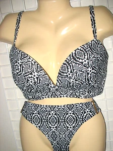 VICTORIA'S SECRET - UNDERWIRE PADDED 38DD - L BOTTOM - BLK/WHT 2 PIECE SWIM SUIT - Picture 1 of 4
