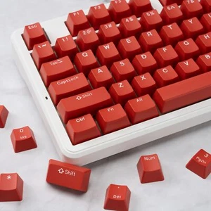 Solid Red PBT Keycap Set 114 Keys Double Shot OEM Profile Key Caps - Picture 1 of 6
