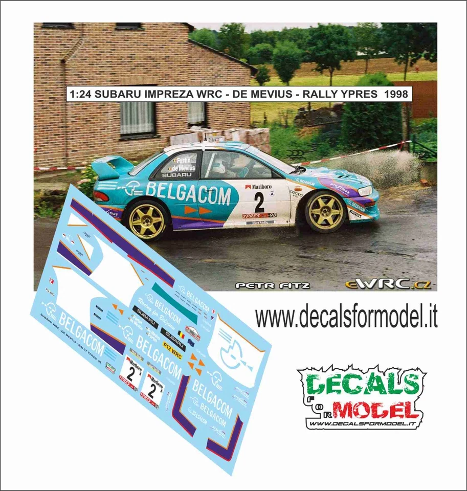 DECALS 1:24 SUBARU IMPREZA WRC - BELGACOM - DE MEVIUS - RALLY YPRES 1998 - Immagine 1 di 1