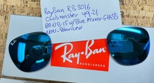 GENUINE Ray-Ban RB3016 Clubmaster Brown w Blue Mirror Lenses SIZE 49 Eye - Picture 1 of 4