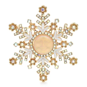 Rhinestone Snowflake Brooch for Women - Winter Flower Pin Gift - Picture 1 of 12