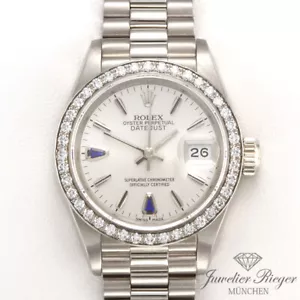 Rolex Lady Datejust Weissgold 750 Diamanten Brillanten Saphire Automatik Gold - Bild 1 von 1