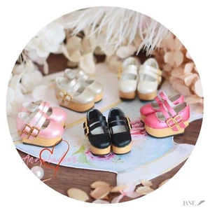 1/6 Blythe OB24 Azone Mmk JB Wood Sole Double Buckle Little Cake Shoes 4 Colors - Picture 1 of 10