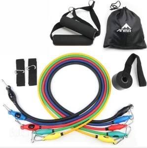 Latex Resistance Bands Set Gym Door Anchor Ankle Straps With Bag Kit Set 5 bands - Picture 1 of 4