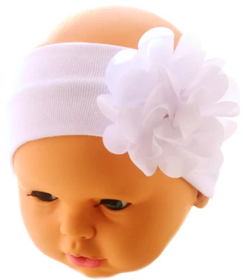 LA BORTINI Baby Haarband Weiß Blume Stirnband Taufe Hochzeit Festlich Kopfband